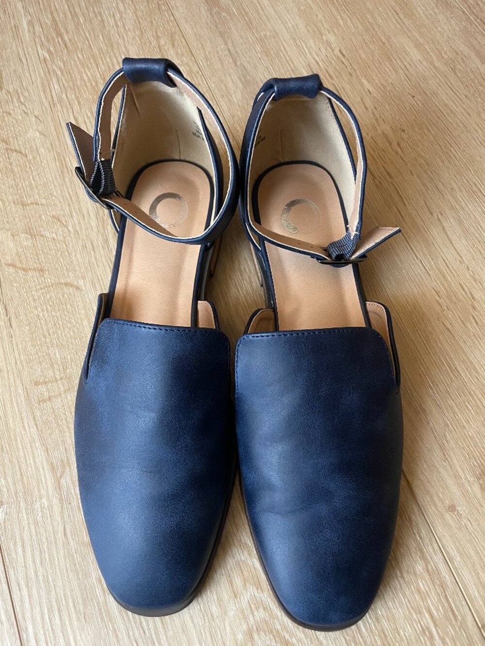 Journee Collection Navy Blue D’Orsay Ankle Strap Flats Women’s Size 10